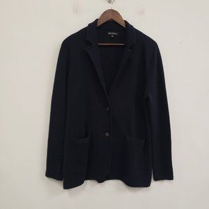 J Crew Mercantile Womens Sweater Blazer Size L Blue Single Breasted Two Button